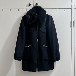 topshop wool blend black coat